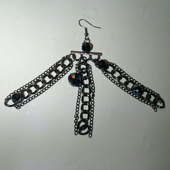 NWT Gunmetal Chain Earrings - Picture 4 of 4